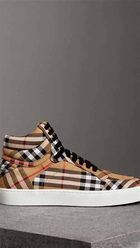 nike and burberry|designer Burberry high top sneakers.